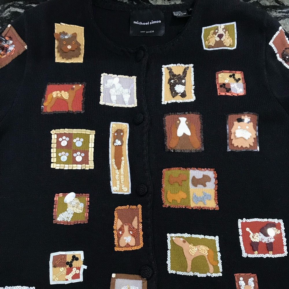 Vintage Michael Simon Dogs Cardigan - Women’s XL